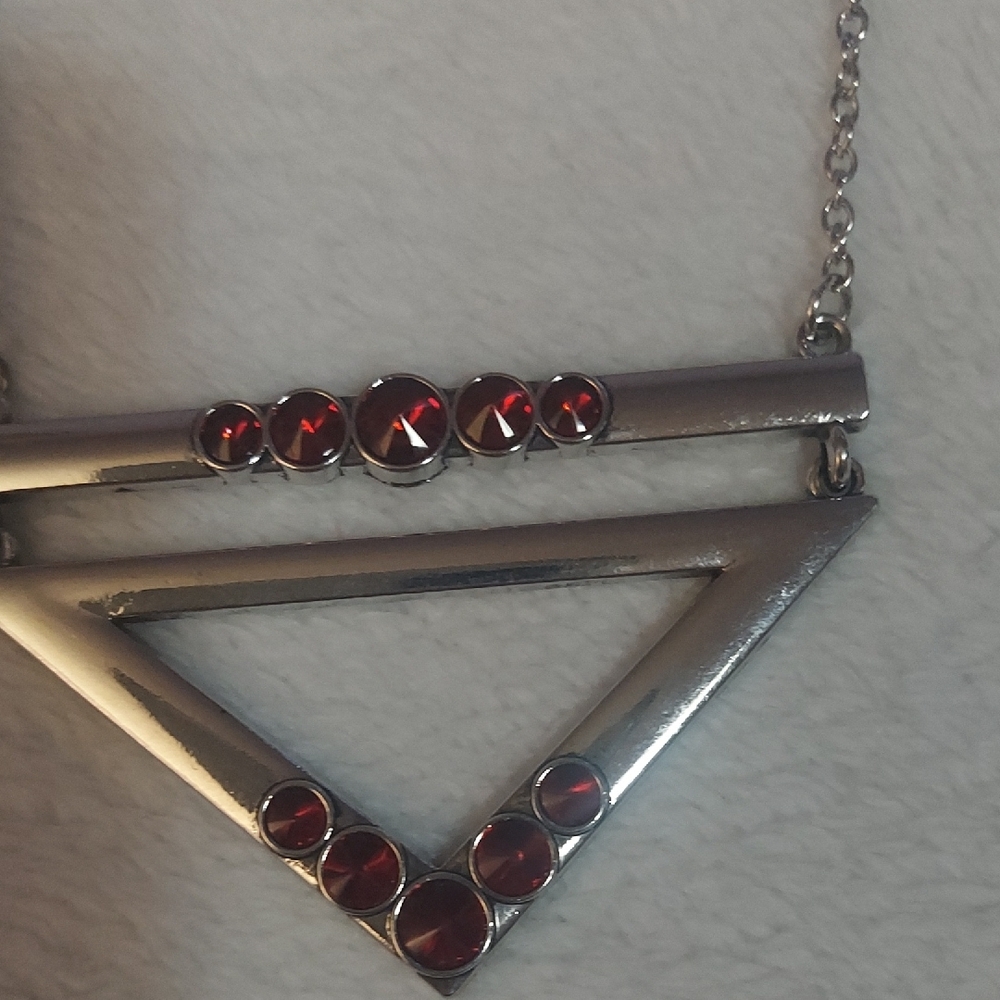 8/$10 Paparazzi Silver Necklace with Red Gems - Picture 6 of 6